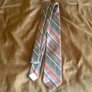 8/15 Red, black, white & grey striped tie